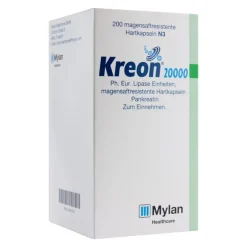 Kreon 20.000 Ph.Eur.Lipase Einheiten magensaftresistent Hartkapseln , 200 St- Verdauung