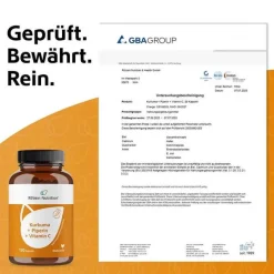 R(h)ein Nutrition Kurkuma Kapseln-Kurkuma 95% Curcumin + Piperin + Vitamin C vegan Kapseln , 120 St