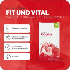 60plus magensaftresistente Kapseln, 180 St^Lactobact Hot
