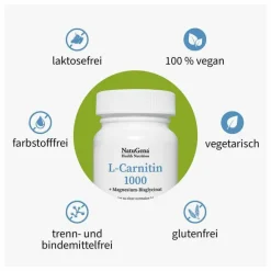 Natugena L-Carnitin|Carnitin-L-Carnitin 1000 Carnipure + Magnesium vegan Kapseln, 120 St