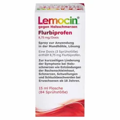 Lemocin Halsschmerztabletten-Flurbiprofen 8,75mg / Dosis Spray zur Anwendung in der Mundhöhle, 15 ml