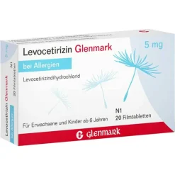 Glenmark Levocetirizin|Allergie Tabletten-Levocetirizin 5 mg Filmtabletten, 20 St