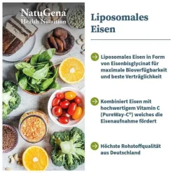 Natugena Vitamin C (Ascorbinsäure)-Liposomales Eisen + Vitamin C vegan Kapseln, 60 St