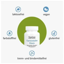 Natugena Vitamin C (Ascorbinsäure)-Liposomales Eisen + Vitamin C vegan Kapseln, 60 St