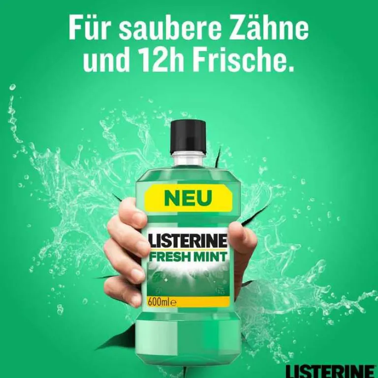 Listerine Fresh Mint Mundspülung, 600 ml- Mundspülung