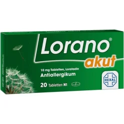 Lorano akut 10 mg Tabletten, 20 St- Loratadin|Allergie Tabletten