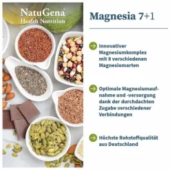Natugena Magnesia 7 + 1 Magnesium-Komplex vegan Kapseln, 90 St- Magnesium