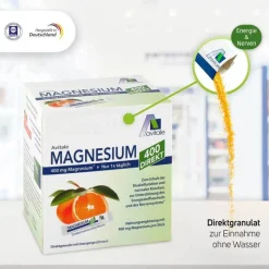 Avitale Magnesium 400 direkt Orange Portionssticks, 50X2.1 g- Hirnleistung & Nerven