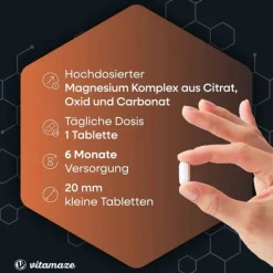 Magnesium 350 mg Komplex Citrat / Oxid / Carbonat vegan Tabletten , 180 St^Vitamaze Clearance