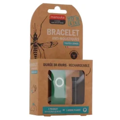 Manouka Zeckenspray|Mückenspray-Mückenschutz Armband Erwachsene grün, 1 St