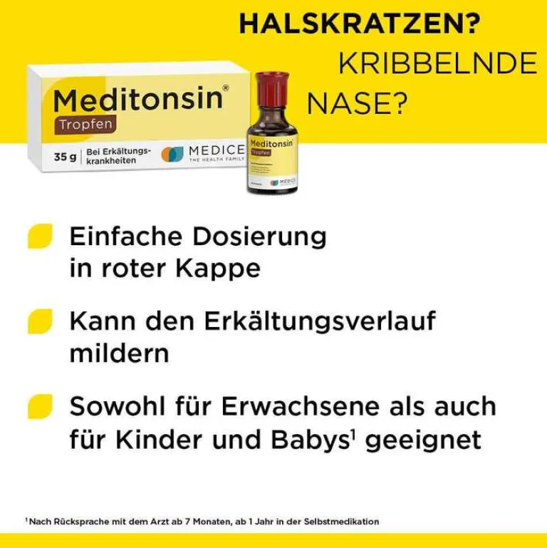 Meditonsin Tropfen bei Erkältung, 35 g- Grippemittel