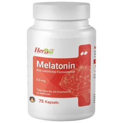 HerbBio Melatonin Tabletten-Melatonin 0,5 mg Kapseln, 75 St