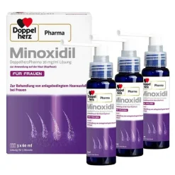 DoppelherzPharma MINOXIDIL 20 mg/ml Lösung für Frauen, 3X60 ml- Mittel Gegen Haarausfall