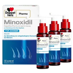 DoppelherzPharma MINOXIDIL 50 mg/ml Lösung für Männer, 3X60 ml- Mittel Gegen Haarausfall