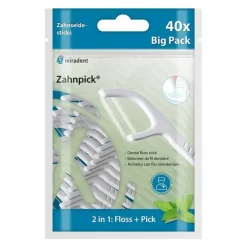 Miradent Zahnpick Zahnseide 2in1 Minze, 40 St- Zwischenraumreinigung