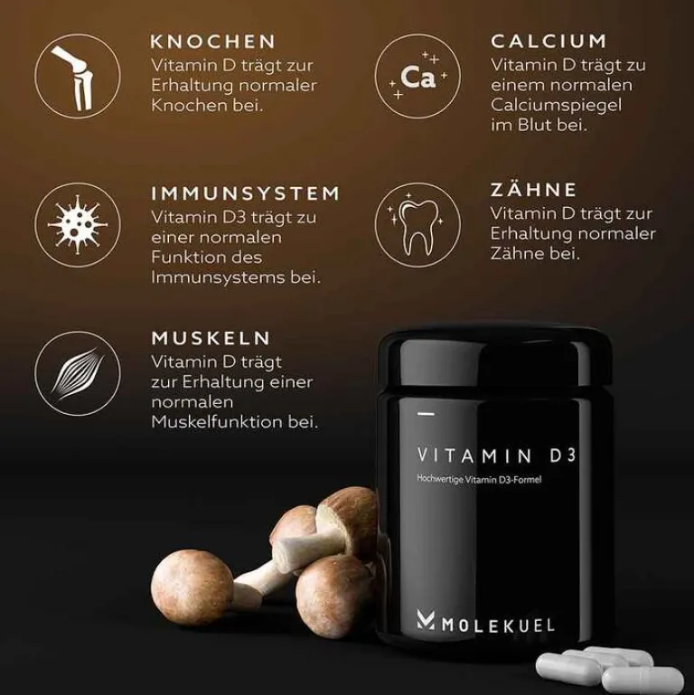 Molekuel Vitamin D (Colecalciferol)-Premium Vitamin D3-Formel, 120 St