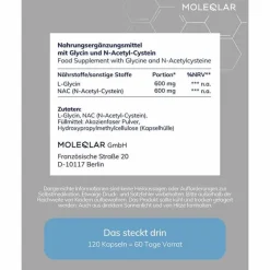 Moleqlar Aminosäuren-Glynac Glycine & N-Acetylcysteine Kapseln, 120 St
