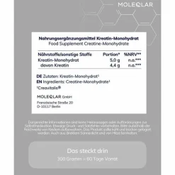 Moleqlar Kreatin Creatine Monohydrate Pulver, 300 g- Kreatin|Kreatin
