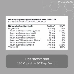 MoleQlar Longevity Qnesium Magnesium Complex Kapseln , 120 St- Magnesium