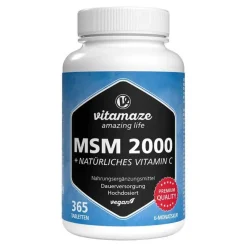 Vitamaze Msm Schwefel-MSM 2000 + Vitamin C Acerola Extrakt Tabletten, 365 St