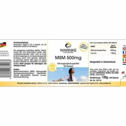 MSM 500 mg Kapseln 180 St., 180 St^Warnke