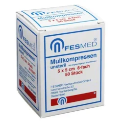 Mullkompressen ES 5x5 cm unsteril 8-fach, 50 St^Fesmed Clearance