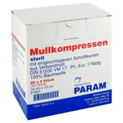 Param Sterile Kompressen-Mullkompressen 10x10 cm 8-fach steril, 25X2 St