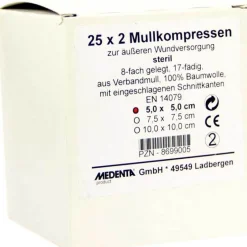 Mullkompressen 5x5 cm steril 8-fach, 25X2 St^Medenta New