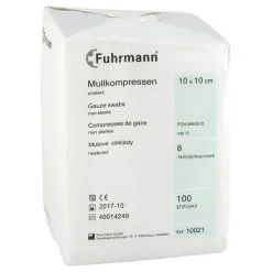 Fuhrmann Mullkompressen 10x10 cm unsteril 8-fach, 100 St- Sterile Kompressen