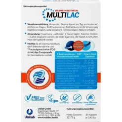 Multilac Synbiotikum magensaftresistent Kapseln, 30 St- Bakterienkulturen
