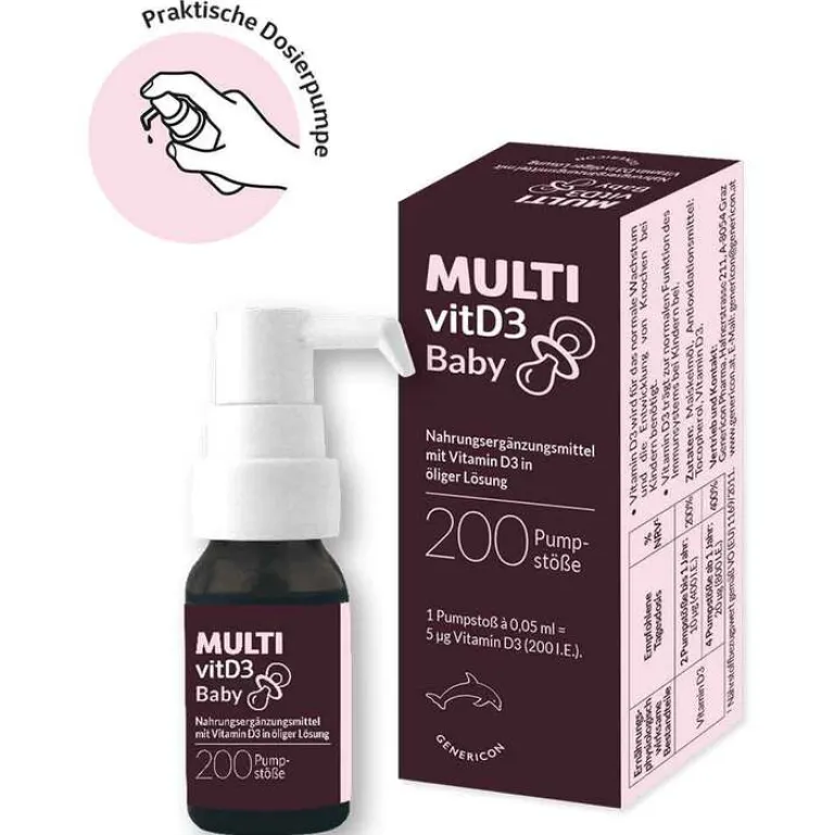 Multivit Vitamin D (Colecalciferol)-D3 Baby Pumplösung, 10 ml