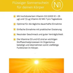 Pharmedix Vitamin K|Vitamin D (Colecalciferol)-N1 Vitamin D3 + K2 Tropfen, 20 ml