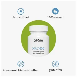 NatuGena Aminosäuren-NAC 600 N-Acetyl-L-Cystein aus Fermentation Kapseln , 90 St