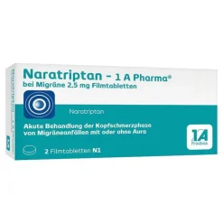 1A Pharma Naratriptan bei Migräne 2,5 mg Filmtabletten, 2 St- Migräne Tabletten