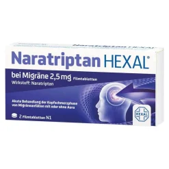 Hexal Migräne Tabletten-Naratriptan bei Migräne 2,5 mg Filmtabletten, 2 St