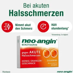 Neo Angin Halsschmerztabletten-neo-angin Benzydamin gegen akute Hasschmerzen Honig Orange, 20 St