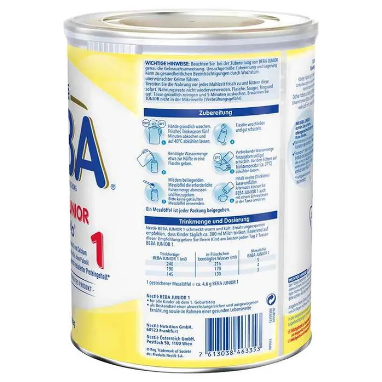 Nestle Beba Spezialnahrung-Junior 1 + Pulver, 800 g