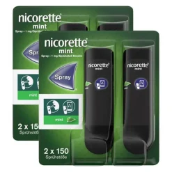 Nicorette Nikotinspray Und Inhaler-Mint Spray mit 1 mg Nikotin pro Sprühstoß, 2x2 St