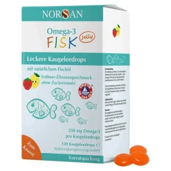Norsan Omega 3 Kapseln-Omega-3 Fisk Jelly für Kinder Dragees , 120 St
