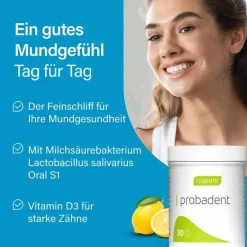 Nupure probadent lemon Mundflora Lutschtabletten, 30 St- Bakterienkulturen