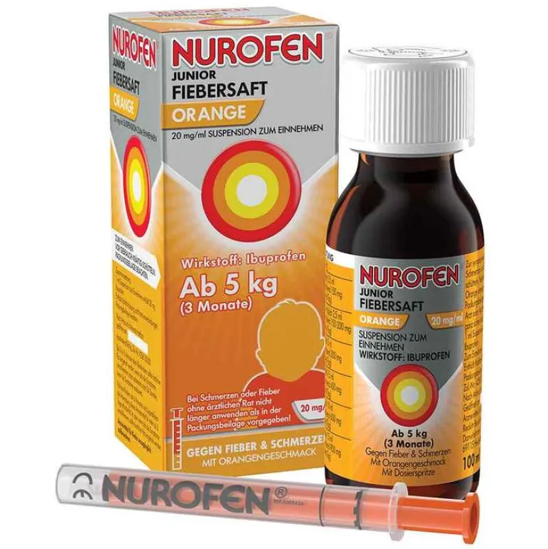 Nurofen ® Junior Fieber- und Schmerzsaft Orange 20 mg/ml, 100 ml-Kinder Fiebermittel Kinder|Mittel Gegen Fieber