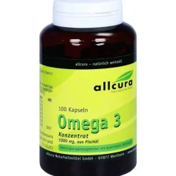 Allcura Omega 3 Kapseln-Omega 3 Konzentrat aus Fischöl 1000 mg Kapseln, 100 St