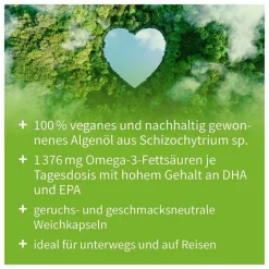 Omega-3 Vegan 1376mg 751 DHA 375 EPA Algenöl Kapseln , 90 St^Natugena Discount