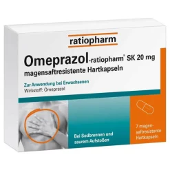 Ratiopharm Omeprazol SK 20 mg magensaftresistent Hartkapseln, 7 St- Sodbrennen Medikamente