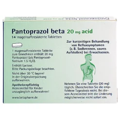 Pantoprazol 20 mg acid magensaftresistent Tabletten, 14 St^Beta Hot