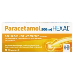 Hexal Paracetamol|Kopfschmerztabletten-Paracetamol 500mg bei Fieber und Schmerzen Tabletten, 20 St