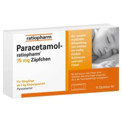 Ratiopharm Paracetamol-® 75 mg Zäpfchen, 10 St-Kinder Paracetamol|Fiebermittel Kinder