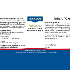 Petvital Bachblüten Nr.3 Globuli vet. (für Tiere), 10 g^Canina Clearance