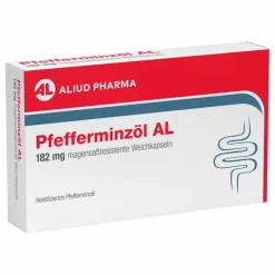 Aliud Pharma Medikamente Gegen Blähungen-Pfefferminzöl AL 182 mg magensaftresistent Weichkapseln bei Reizdarm, 60 St