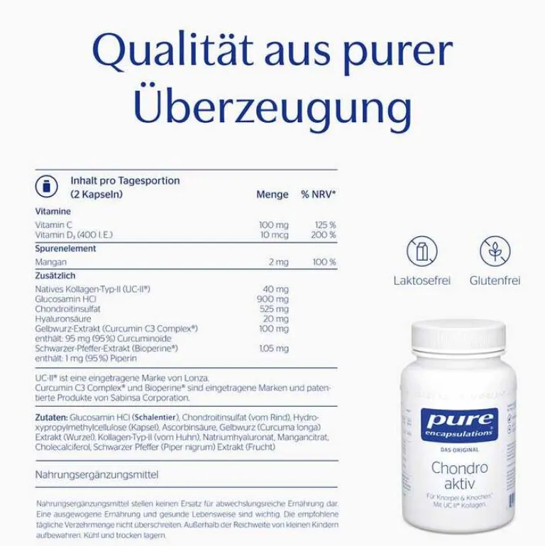 Pure Encapsulations Glucosamin-Chondroitin-Chondro aktiv Kapseln, 60 St
